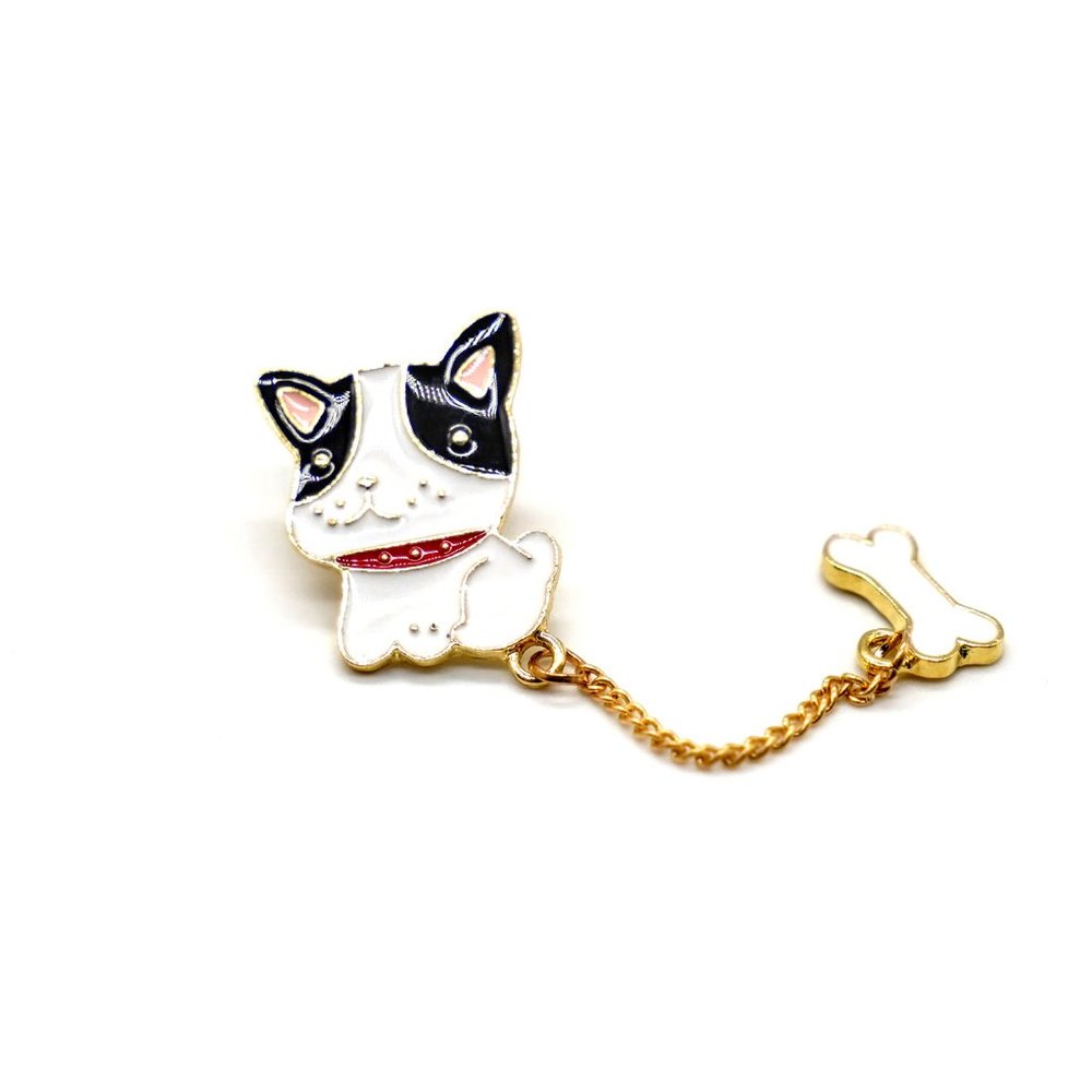 Cartoon Girl and Dog Enamel Brooches